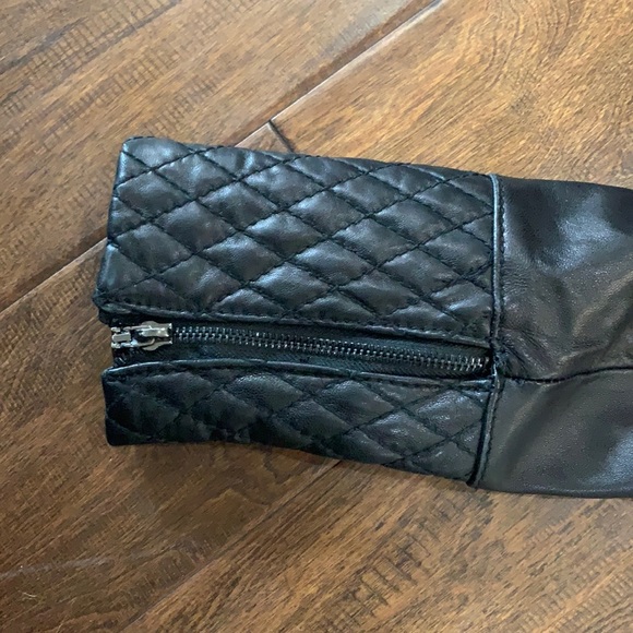 Anne Klein NWT black leather motto jacket size Medium - Picture 10 of 14